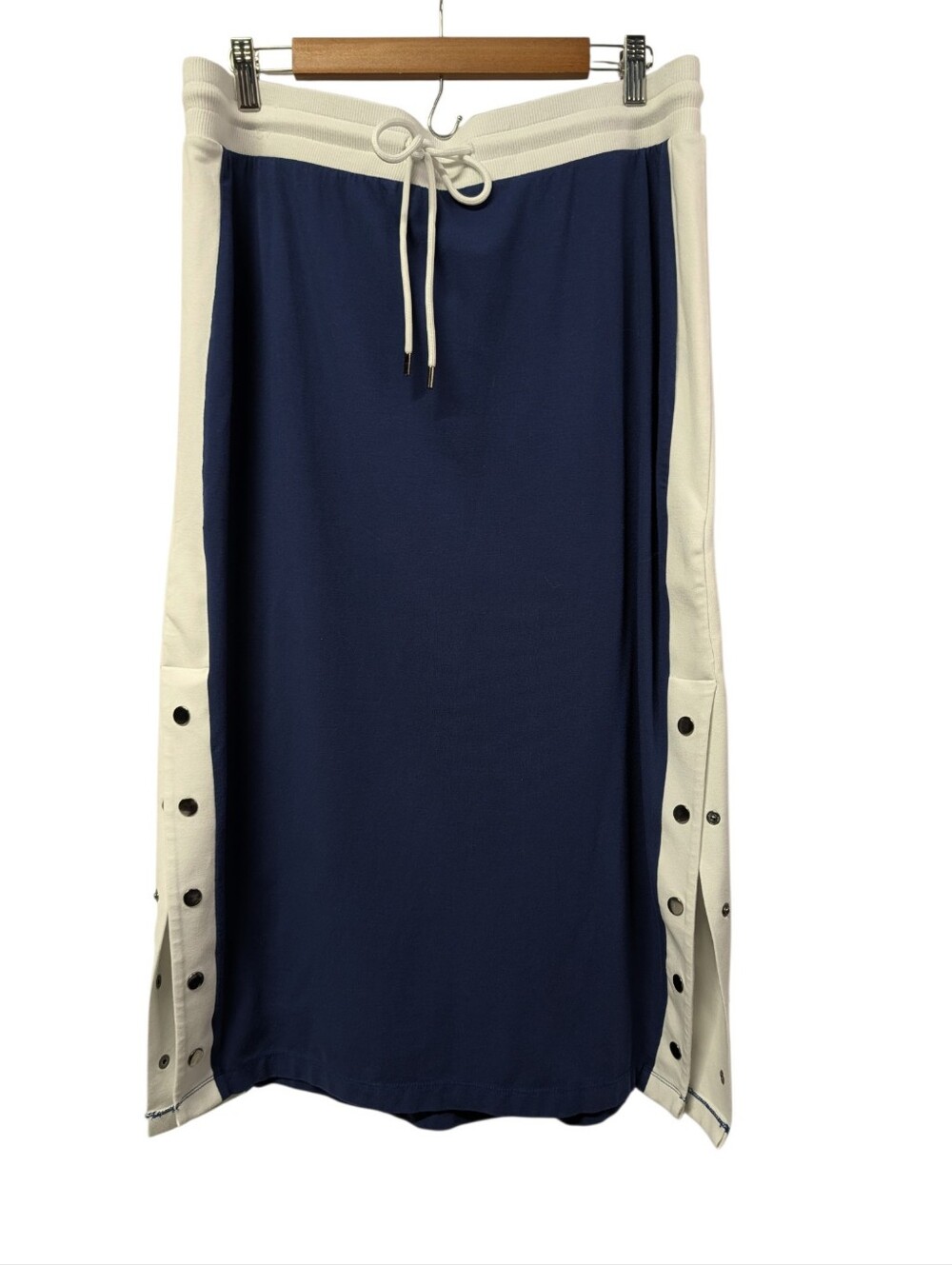 Torrid Blue White Colorblock Knit Pencil Midi Skirt Drawstring Snap Sides Plus1X